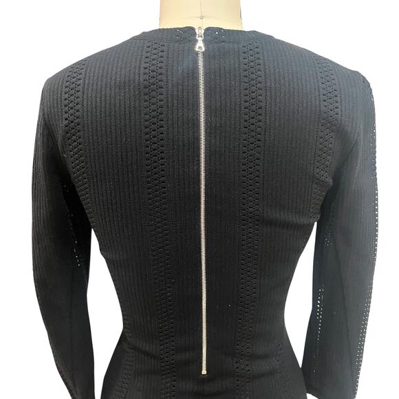 Rag & Bone Ribbed Stretch Black Bodycon Long Sleeve Dress Size 2 - Picture 5 of 9